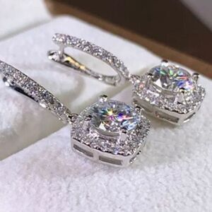 The Bling 925 Silver Drop White Sapphire Earrings